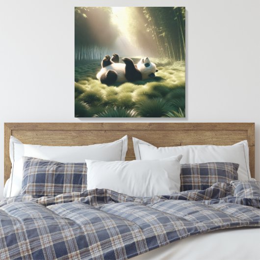Panda Beer in de zon Canvas Afdruk (Insitu (Slaapkamer))