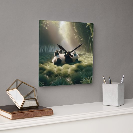 Panda Beer in de zon Vierkante Klok (Kantoor)