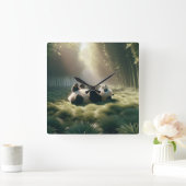 Panda Beer in de zon Vierkante Klok (Huis)