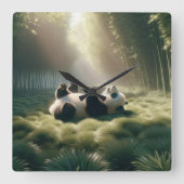 Panda Beer in de zon Vierkante Klok (Voorkant)