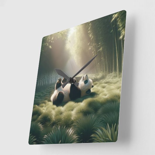 Panda Beer in de zon Vierkante Klok (Hoek)
