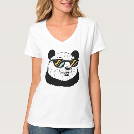 Panda Beer in een zonnebril T-shirt (Voorkant)