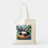 Panda beer in een zwembad winkelen canvas tas (Achterkant)