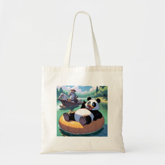 Panda beer in een zwembad winkelen canvas tas (Voorkant)