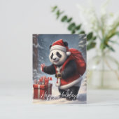 Panda Beer in Kerstman Pak Feestdagenkaart (Staand voorkant)