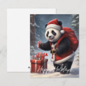 Panda Beer in Kerstman Pak Feestdagenkaart (Voorkant / Achterkant)