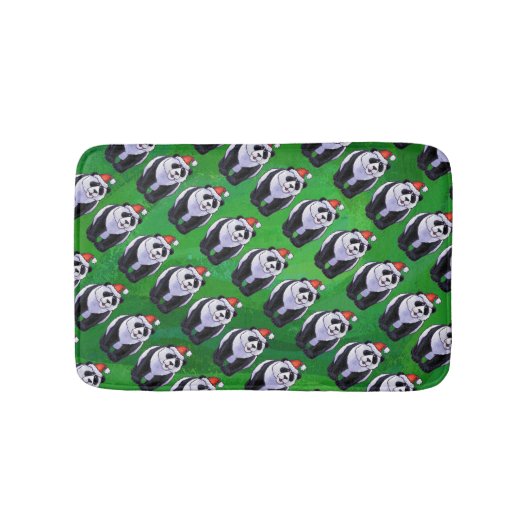 Panda-Beer in Santa Hat op groen Badmat (Voorkant)