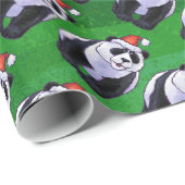 Panda-Beer in Santa Hat op groen Cadeaupapier (Rol Hoek)