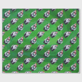 Panda-Beer in Santa Hat op groen Cadeaupapier (Vlak)