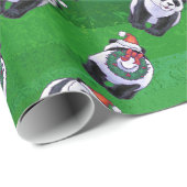 Panda-Beer in Santa Hat op groen Cadeaupapier (Rol Hoek)