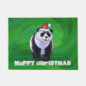 Panda-Beer in Santa Hat op groen Deurmat (Voorkant)