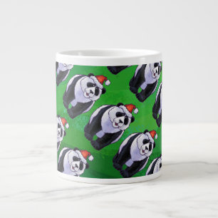 Panda-Beer in Santa Hat op groen Grote Koffiekop
