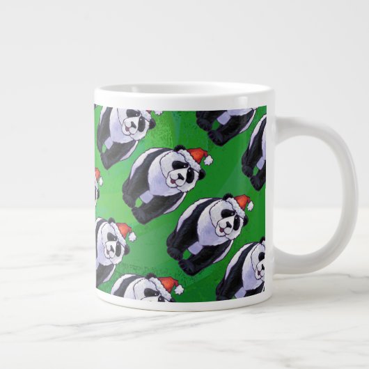 Panda-Beer in Santa Hat op groen Grote Koffiekop (Rechts)