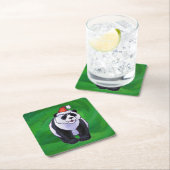 Panda-Beer in Santa Hat op groen Kartonnen Onderzetters (Insitu)