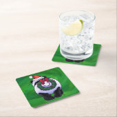 Panda-Beer in Santa Hat op groen Kartonnen Onderzetters (Insitu)