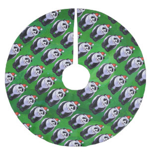 Panda-Beer in Santa Hat op groen Kerstboom Rok