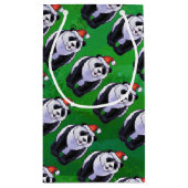 Panda-Beer in Santa Hat op groen Klein Cadeauzakje (Achterkant)