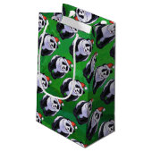 Panda-Beer in Santa Hat op groen Klein Cadeauzakje (Achterkant Gekanteld)