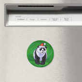 Panda-Beer in Santa Hat op groen Magneet (Insitu (Vaatwasser))