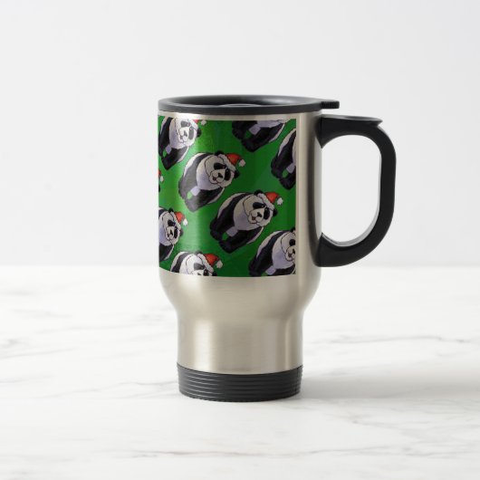 Panda-Beer in Santa Hat op groen Reisbeker (Rechts)