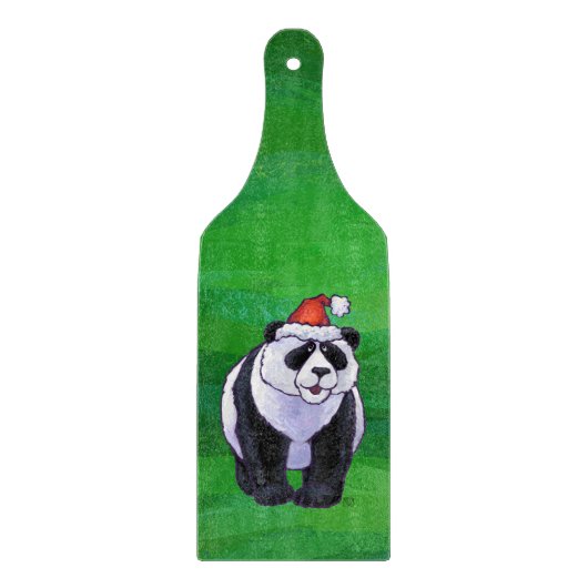 Panda-Beer in Santa Hat op groen Snijplank (Voorkant)