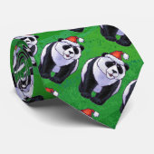Panda-Beer in Santa Hat op groen Stropdas (Opgerold)