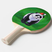 Panda-Beer in Santa Hat op groen Tafeltennisbatje (Voorkant Gekanteld)