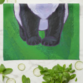 Panda-Beer in Santa Hat op groen Theedoek (Gevouwen)