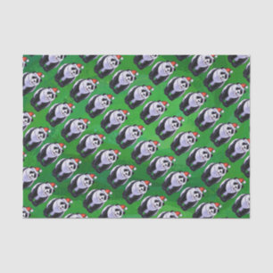 Panda-Beer in Santa Hat op groen Tissuepapier