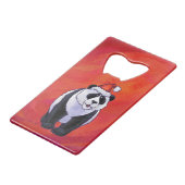 Panda-Beer in Santa Hat op rood Creditkaart Flessenopener (Voorkant Gekanteld)
