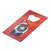 Panda-Beer in Santa Hat op rood Creditkaart Flessenopener (Achterkant Gekanteld)