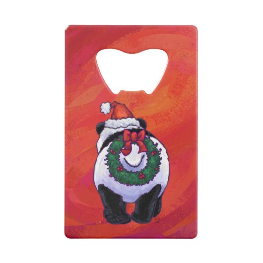 Panda-Beer in Santa Hat op rood Creditkaart Flessenopener (Achterkant)