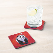 Panda-Beer in Santa Hat op rood Drankjes Onderzetter (Rechterzijde)