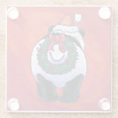 Panda-Beer in Santa Hat op rood Glazen Onderzetter (Achterkant)