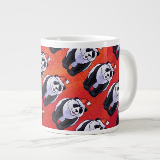 Panda-Beer in Santa Hat op rood Grote Koffiekop (Voorkant rechts)