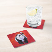 Panda-Beer in Santa Hat op rood Kartonnen Onderzetters (Insitu)