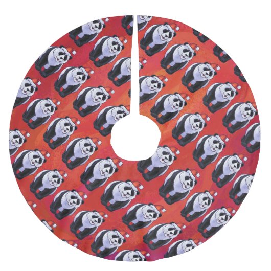 Panda-Beer in Santa Hat op rood Kerstboom Rok (Voorkant)