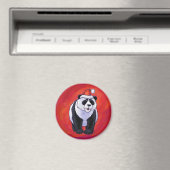 Panda-Beer in Santa Hat op rood Magneet (Insitu (Vaatwasser))