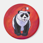 Panda-Beer in Santa Hat op rood Magneet (Voorkant)