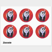 Panda-Beer in Santa Hat op rood Ronde Sticker (Vel)