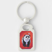 Panda-Beer in Santa Hat op rood Sleutelhanger (Voorkant)