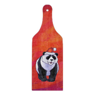 Panda-Beer in Santa Hat op rood Snijplank