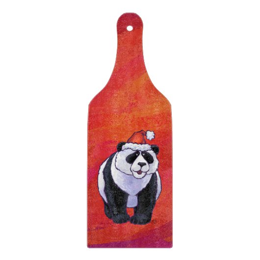 Panda-Beer in Santa Hat op rood Snijplank (Voorkant)