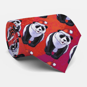 Panda-Beer in Santa Hat op rood Stropdas