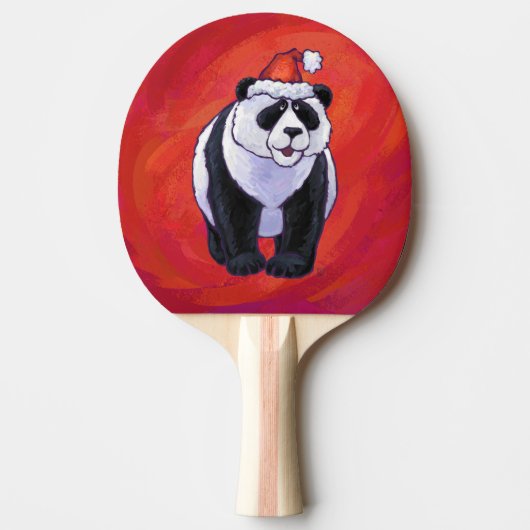 Panda-Beer in Santa Hat op rood Tafeltennisbatje (Voorkant)