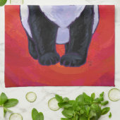 Panda-Beer in Santa Hat op rood Theedoek (Gevouwen)