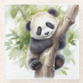 Panda Beer in Tree Glazen Onderzetter (Voorkant)