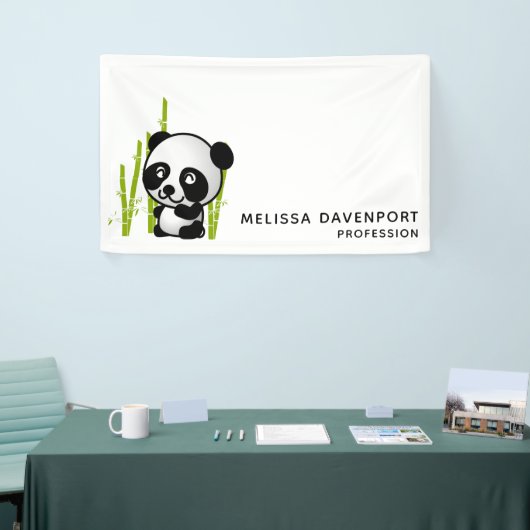 Panda beer in zijn kleine bamboebosje spandoek (Beurs)