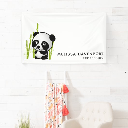 Panda-beer in zijn kleine bamboegroef spandoek (Insitu)