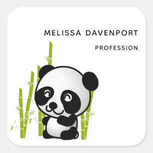 Panda-beer in zijn kleine bamboegroef vierkante sticker